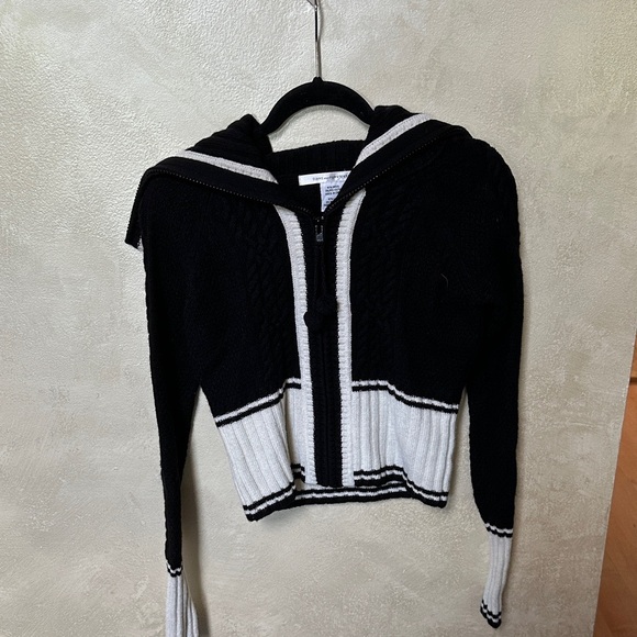 Diane Von Furstenberg Black and White Hooded Cardigan - Picture 1 of 7